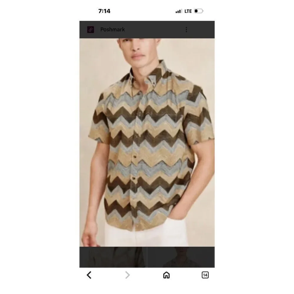 Banana Republic Men’s Small Jacquard Resort Wear Dress Shirt  NWT